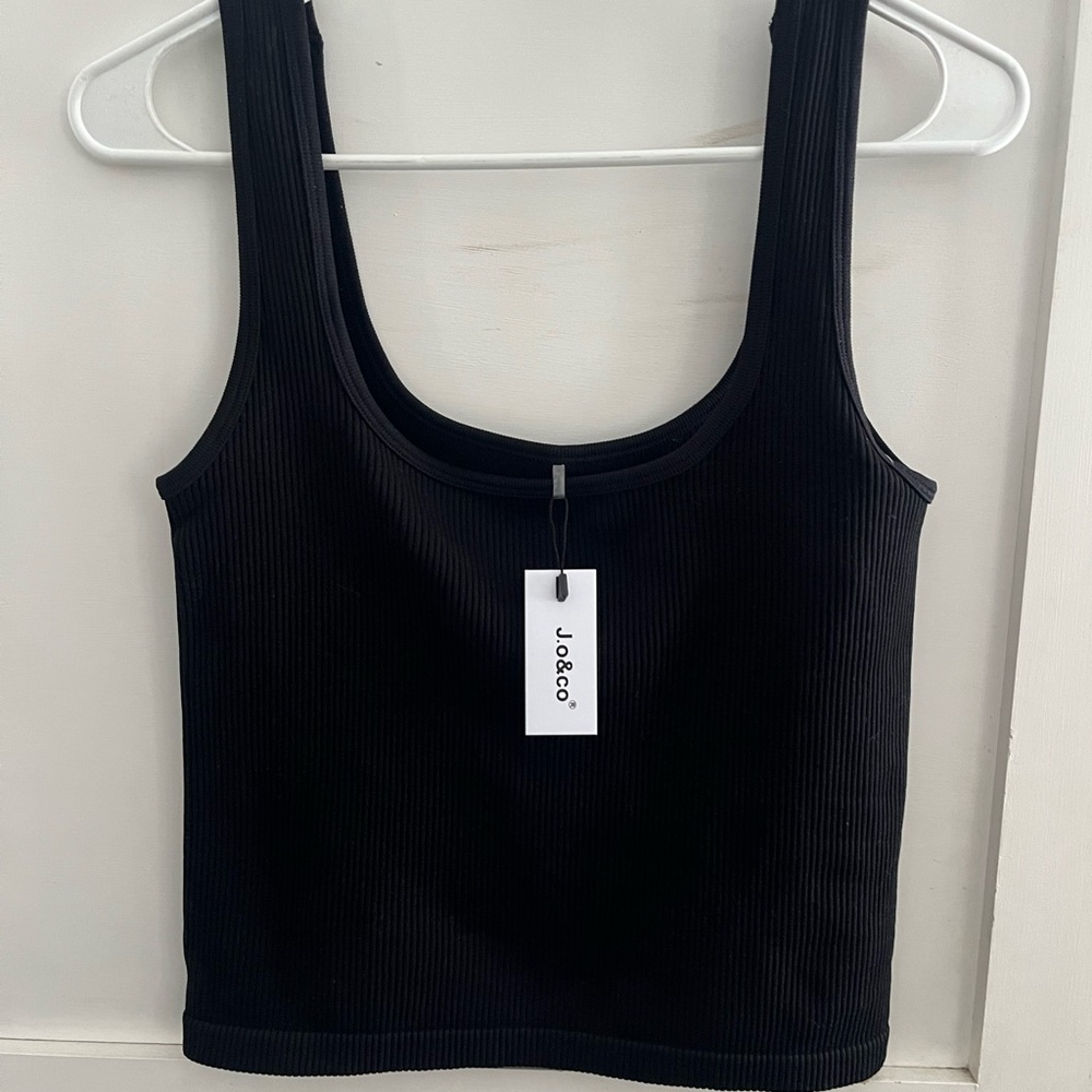 J.o & co black ribbed black tee.